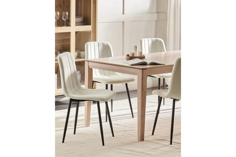 Sæt med 4 spisestole Kalispell - Hvid, Sort - Møbler - Stole & lænestole - Spisebordsstole & køkkenstole