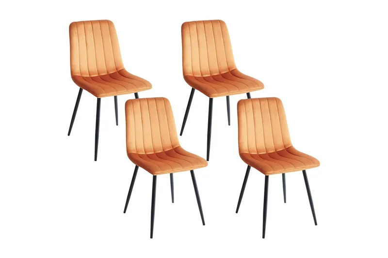 Sæt med 4 spisestole Kalispell - Orange, sort - Møbler - Stole & lænestole - Spisebordsstole & køkkenstole