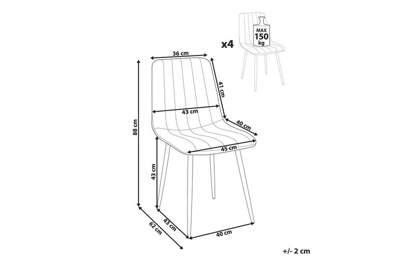 Sæt med 4 spisestole Kalispell - Orange, sort - Møbler - Stole & lænestole - Spisebordsstole & køkkenstole