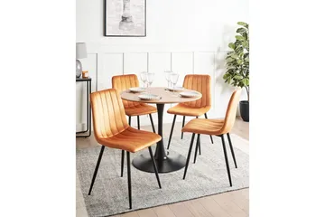 Sæt med 4 spisestole Kalispell - Orange, sort - Møbler - Stole & lænestole - Spisebordsstole & køkkenstole