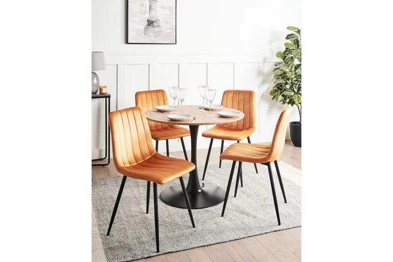 Sæt med 4 spisestole Kalispell - Orange, sort - Møbler - Stole & lænestole - Spisebordsstole & køkkenstole