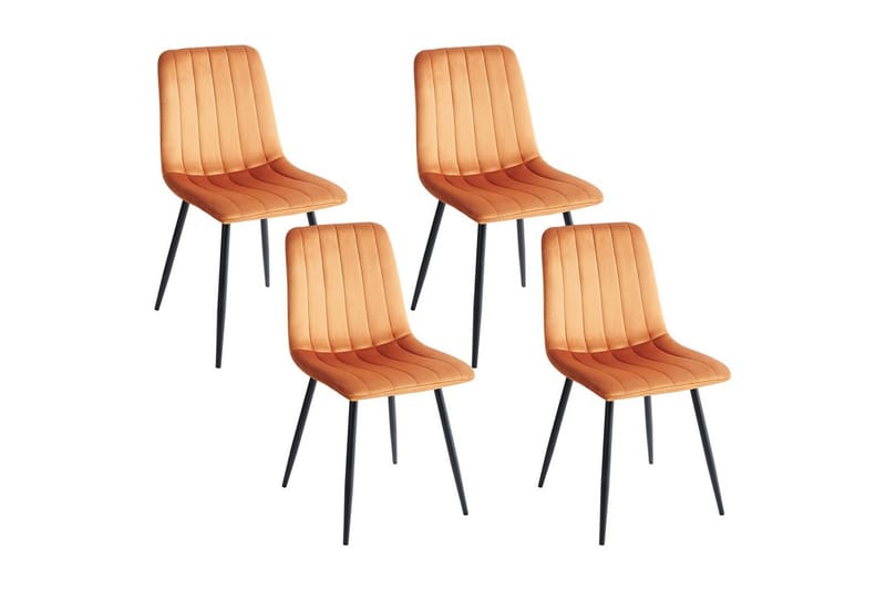 Sæt med 4 spisestole Kalispell - Orange, sort - Møbler - Stole & lænestole - Spisebordsstole & køkkenstole
