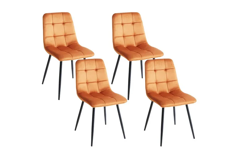 Sæt med 4 spisestole Powell - Orange, sort - Møbler - Stole & lænestole - Spisebordsstole & køkkenstole