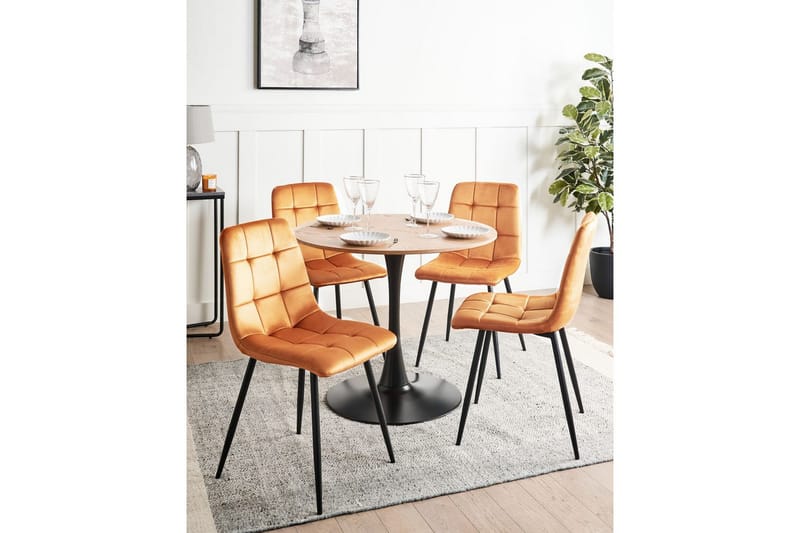Sæt med 4 spisestole Powell - Orange, sort - Møbler - Stole & lænestole - Spisebordsstole & køkkenstole