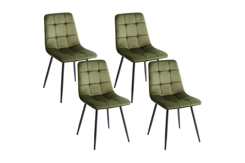Sæt med 4 spisestole Powell - Grøn, Sort, Grøn, sort - Møbler - Stole & lænestole - Spisebordsstole & køkkenstole