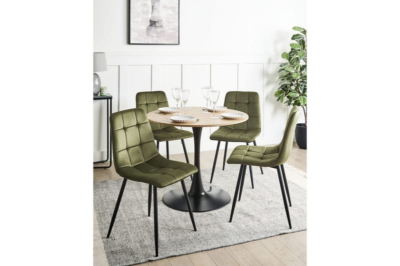 Sæt med 4 spisestole Powell - Grøn, Sort, Grøn, sort - Møbler - Stole & lænestole - Spisebordsstole & køkkenstole