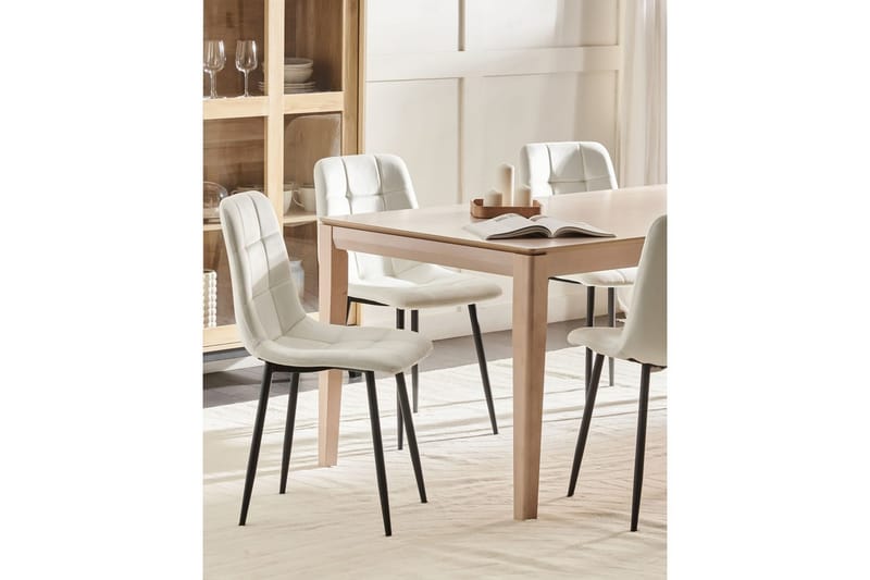 Sæt med 4 spisestole Powell - Hvid, Sort - Møbler - Stole & lænestole - Spisebordsstole & køkkenstole