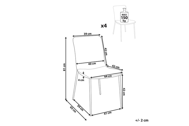 Sæt med 4 spisestuestole Glendive - Blå, sort - Møbler - Stole & lænestole - Spisebordsstole & køkkenstole