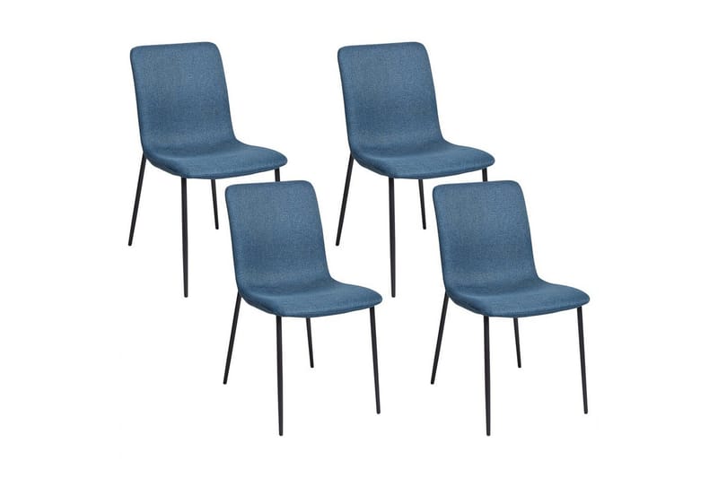 Sæt med 4 spisestuestole Glendive, Mørkeblå, Sort