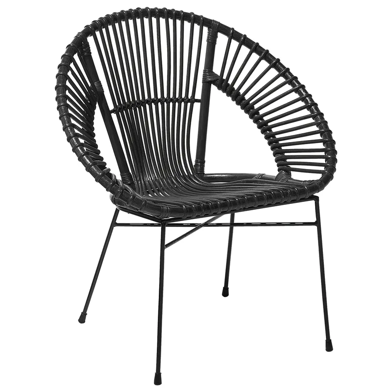 Sarita Spisebordsstol i Rattan med Metalben, Sort
