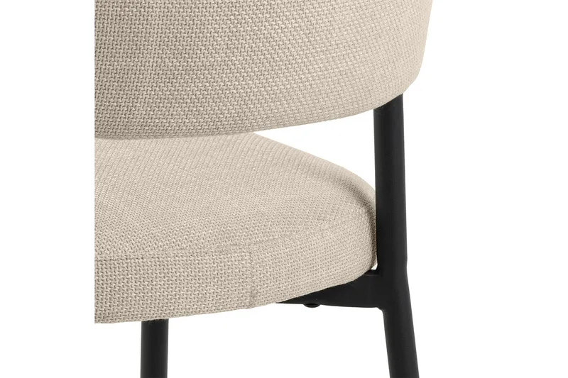 Sawako Spisebordsstol & Køkkenstol i Stof med Sorte Metalben - Beige - Møbler - Stole & lænestole - Spisebordsstole & køkkenstole