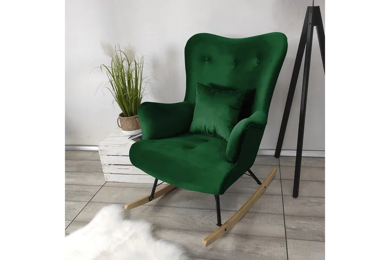 Skandynawski Lænestol - Velour/Grøn - Møbler - Stole & lænestole - Lænestole