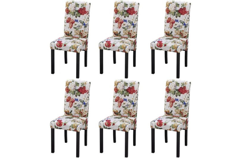6 Spisebordsstole I Træ, Blomsterdesign - Hvid - Møbler - Stole & lænestole