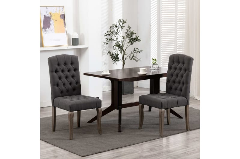 Spisebordsstole 2 Stk. Hør-Look Stof Grå - Spisebordsstole & køkkenstole - Armstole
