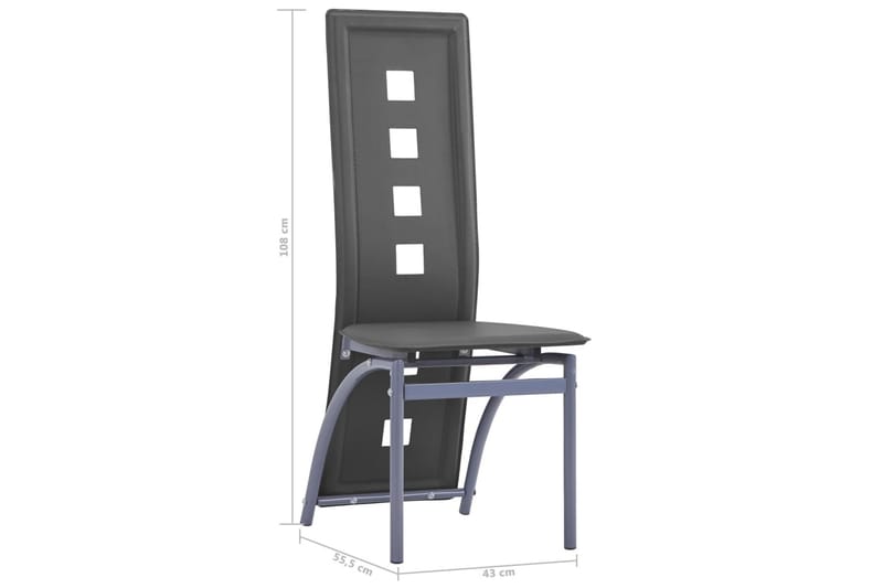 spisebordsstole 4 stk. kunstlæder grå - Grå - Spisebordsstole & køkkenstole - Armstole