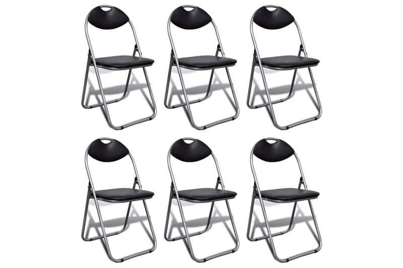 Spisebordsstole 6 Stk. Sammenfoldelige Stålstel Sort - Sort - Spisebordsstole & køkkenstole - Armstole