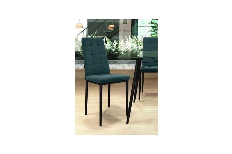 Spisebordsstol Becca Sæt med 2 Stof/Metal, Mørkegrøn - Stof/Metal, Mørkegrøn - Møbler - Stole & lænestole - Spisebordsstole & køkkenstole