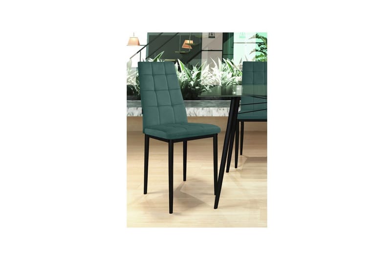 Spisebordsstol Becca Sæt med 2 Velour/metal, Mørkegrøn - Velour/metal, Mørkegrøn - Møbler - Stole & lænestole - Spisebordsstole & køkkenstole