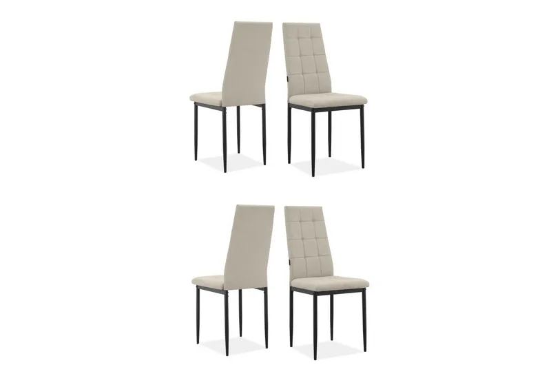 Spisebordsstol Becca sæt med 4 Stof/Metal, Creme - Stof/Metal, Creme - Møbler - Stole & lænestole - Spisebordsstole & køkkenstole