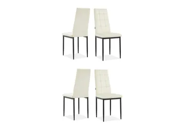 Spisebordsstol Becca sæt med 4 Velour/metal, Creme