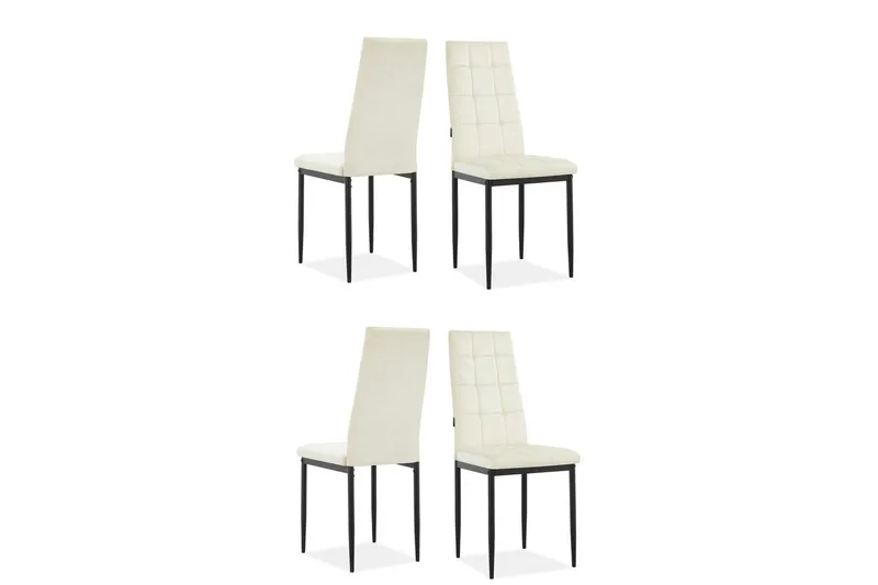 Spisebordsstol Becca sæt med 4 Velour/metal, Creme - Velour/metal, Creme - Møbler - Stole & lænestole - Spisebordsstole & køkkenstole