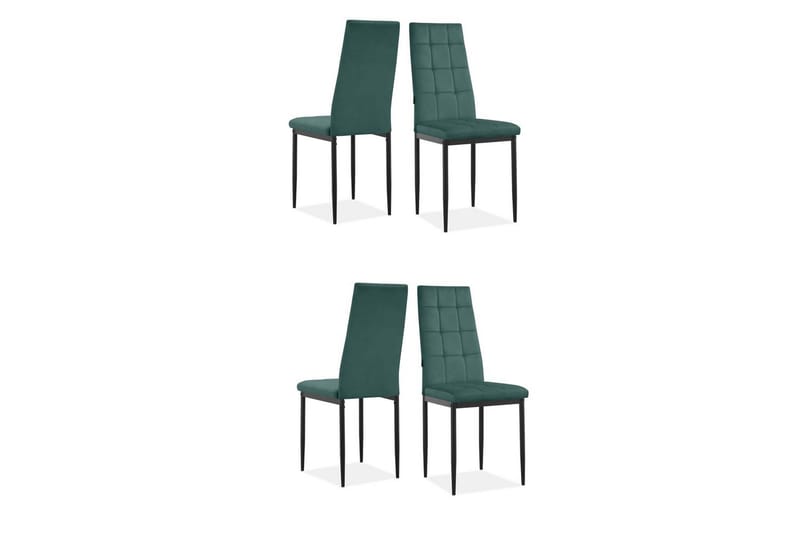 Spisebordsstol Becca sæt med 4 Velour/metal, Mørkegrøn - Velour/metal, Mørkegrøn - Møbler - Stole & lænestole - Spisebordsstole & køkkenstole