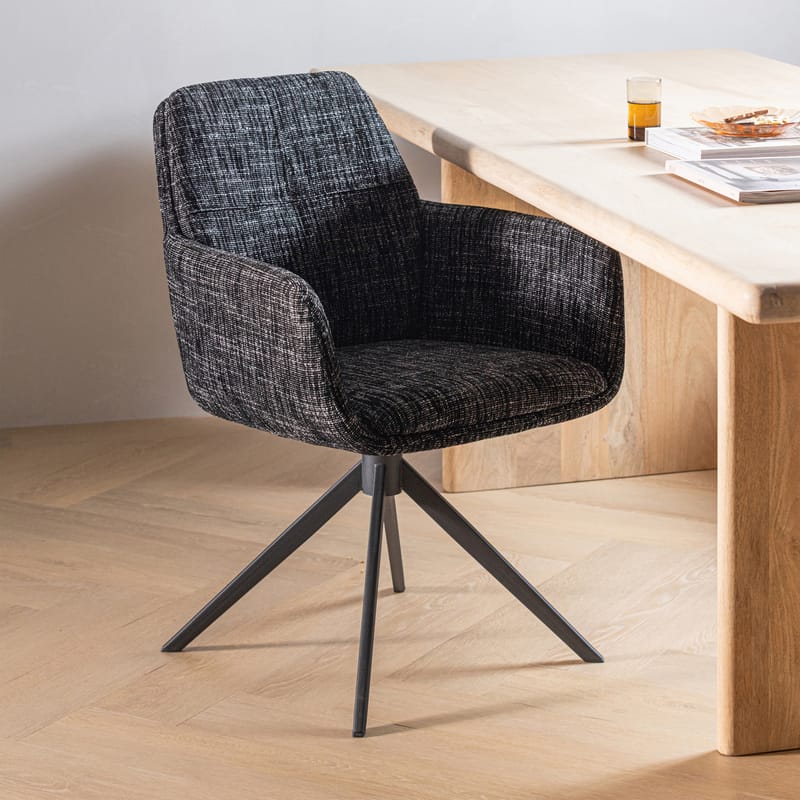 Spisebordsstol Grant med drejefunktion - Sort - Møbler - Stole & lænestole - Armstole