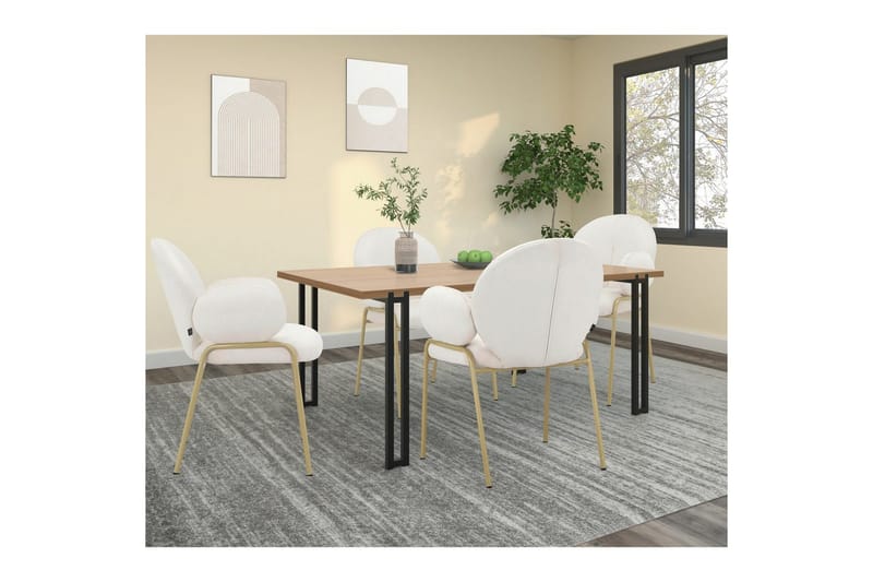 Spisebordsstol Iwama Sæt af 2 Fløjl i cremefarve - Fløjl i cremefarve - Møbler - Stole & lænestole - Spisebordsstole & køkkenstole