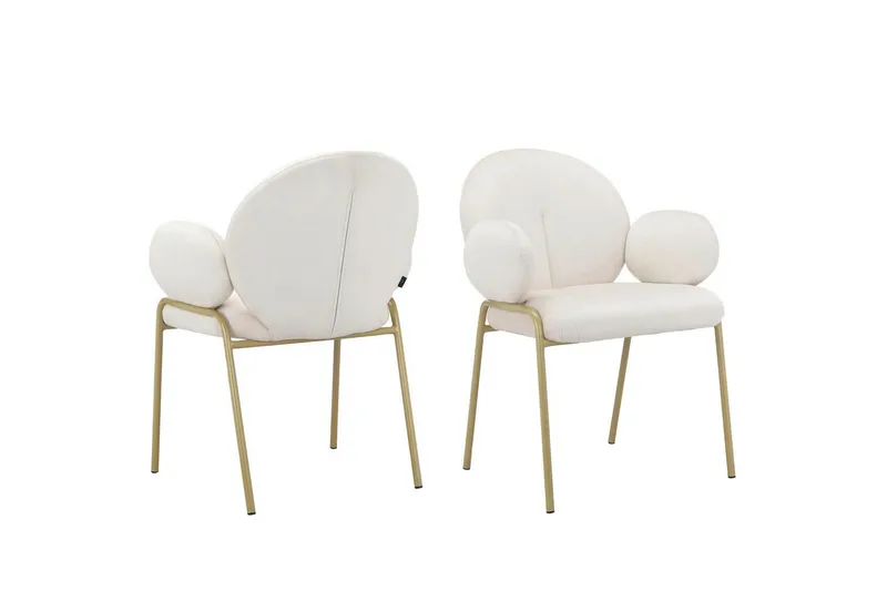 Spisebordsstol Iwama Sæt af 2 Fløjl i cremefarve, Fløjl i cremefarve