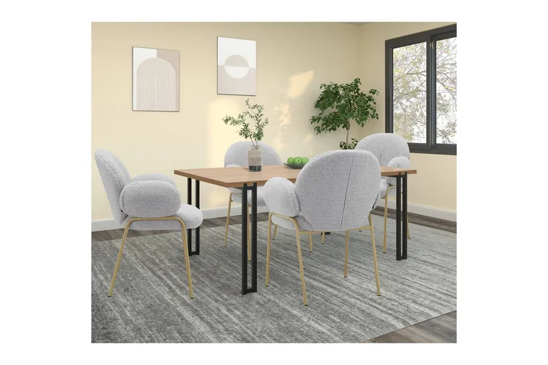 Spisebordsstol Iwama Sæt af 2 Lys Grå Teddy - Lys Grå Teddy - Møbler - Stole & lænestole - Spisebordsstole & køkkenstole