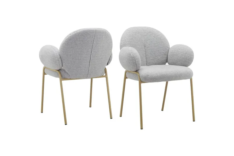 Spisebordsstol Iwama Sæt af 2 Lys Grå Teddy, Lys Grå Teddy