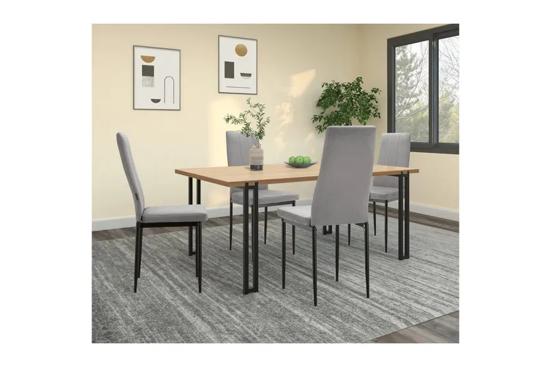 Spisebordsstol Kelly Grå, Velour - Grå, Velour - Møbler - Stole & lænestole - Spisebordsstole & køkkenstole