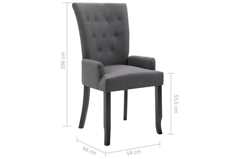 Spisebordsstol Med Armlæn Stof Mørkegrå - Grå - Spisebordsstole & køkkenstole - Armstole