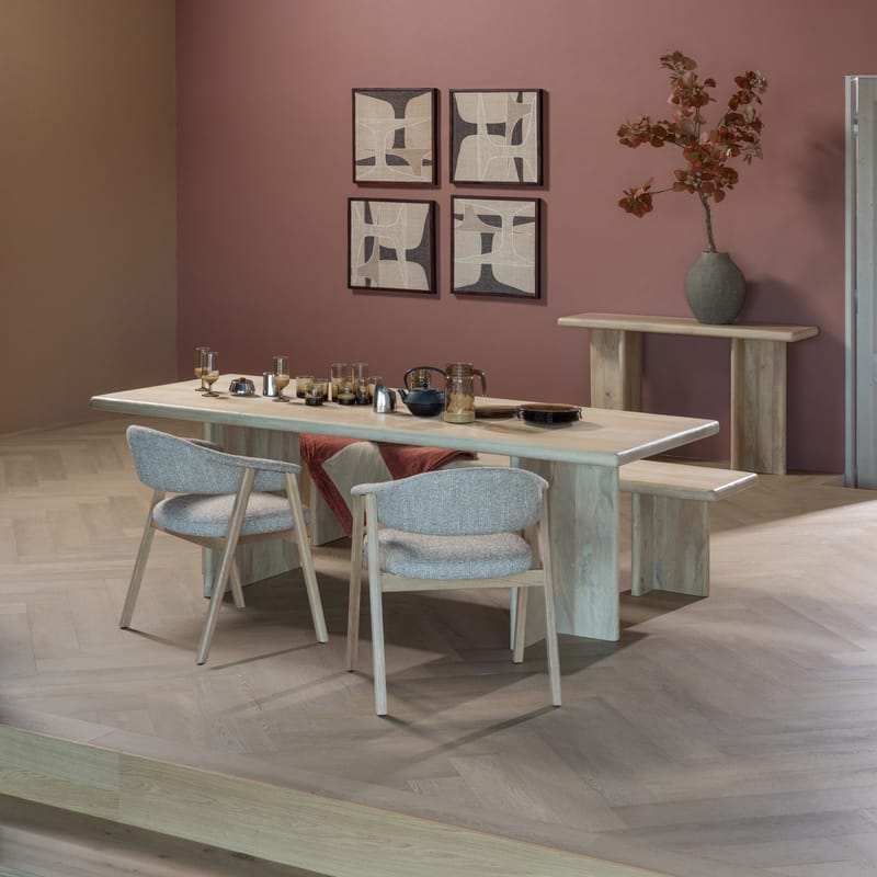 Spisebordsstol med armlæn Tunar, Natur melange