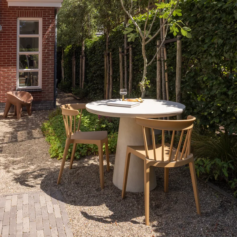 Spisebordsstol med ribber Bliss udendørs - Karamel melange - Møbler - Stole & lænestole - Spisebordsstole & køkkenstole