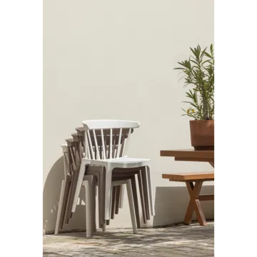 Spisebordsstol med ribber Bliss udendørs - Offwhite melange - Møbler - Stole & lænestole - Spisebordsstole & køkkenstole