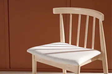 Spisebordsstol uden armlæn Peach Flora spisebordsstol - Whitewash-ben / beige stof Hvidvasket - Møbler - Stole & lænestole - Spisebordsstole & køkkenstole