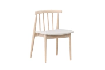 Spisebordsstol uden armlæn Peach Flora spisebordsstol - Whitewash-ben / beige stof Hvidvasket - Møbler - Stole & lænestole - Spisebordsstole & køkkenstole