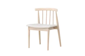 Spisebordsstol uden armlæn Peach Flora spisebordsstol - Whitewash-ben / beige stof Hvidvasket - Møbler - Stole & lænestole - Spisebordsstole & køkkenstole
