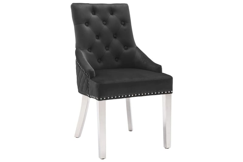 spisebordsstole 2 stk. fløjl sort - Sort - Spisebordsstole & køkkenstole - Armstole