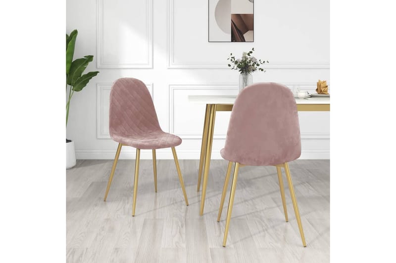 spisebordsstole 2 stk. fløjl pink - Hvid - Møbler - Stole & lænestole