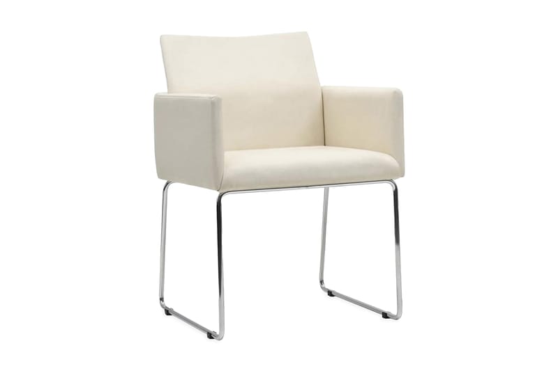 Spisebordsstole 2 Stk. Hør-Look Hvid - Creme - Spisebordsstole & køkkenstole - Armstole