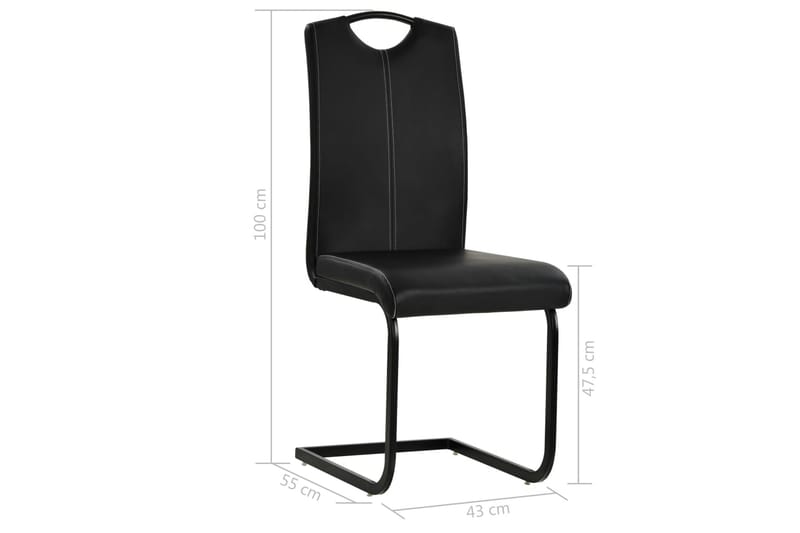 Spisebordsstole 2 Stk. Kunstlæder 43 X 55 X 100 Cm Sort - Sort - Spisebordsstole & køkkenstole - Armstole