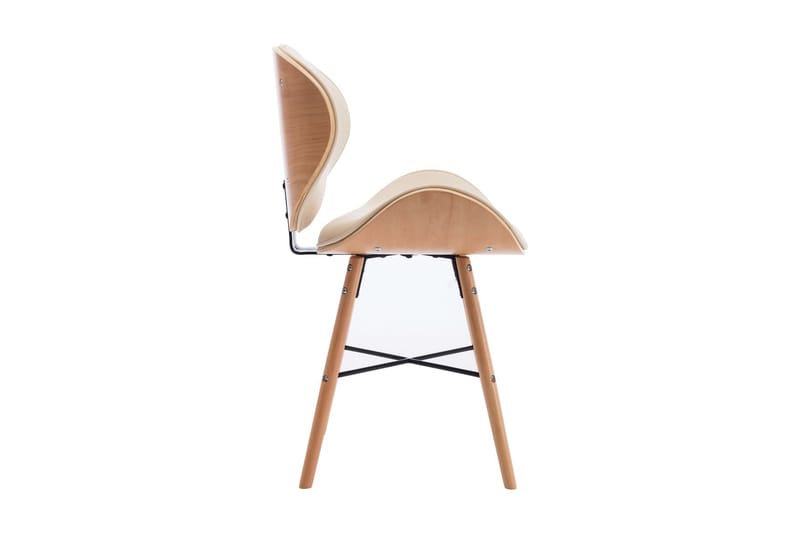 Spisebordsstole 2 stk. kunstlæder og bøjet træ cremefarvet - Creme - Spisebordsstole & køkkenstole - Armstole