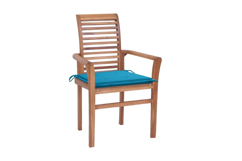 Spisebordsstole 2 Stk. Med Blå Hynder massivt teaktræ - Spisebordsstole & køkkenstole - Armstole