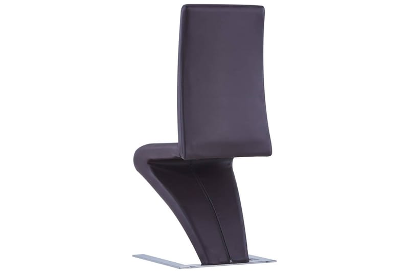 spisebordsstole 2 stk. med zigzagform kunstlæder brun - Spisebordsstole & køkkenstole - Armstole