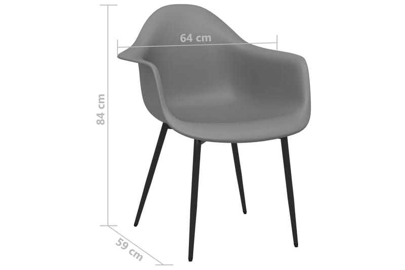 spisebordsstole 2 stk. PP grå - Grå - Spisebordsstole & køkkenstole - Armstole