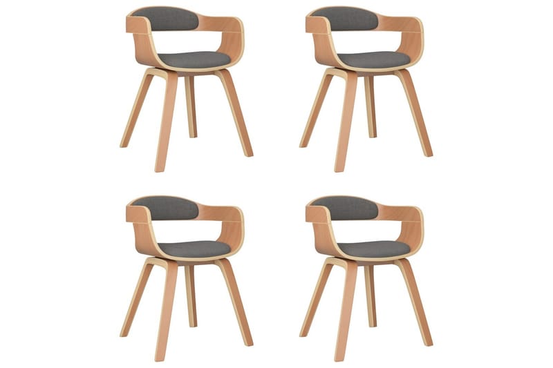 spisebordsstole 4 stk. bøjet træ og stof lysegrå - Grå - Spisebordsstole & køkkenstole - Armstole
