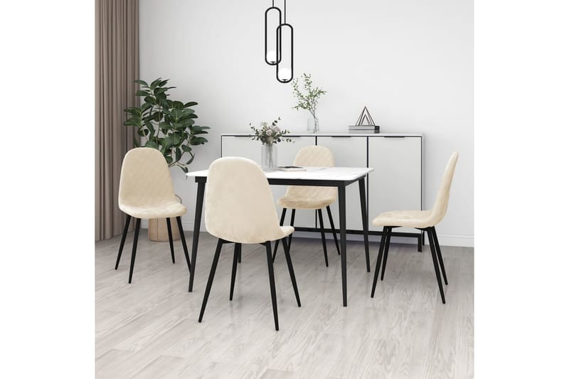 spisebordsstole 4 stk. fløjl cremefarvet - Hvid - Spisebordsstole & køkkenstole - Armstole