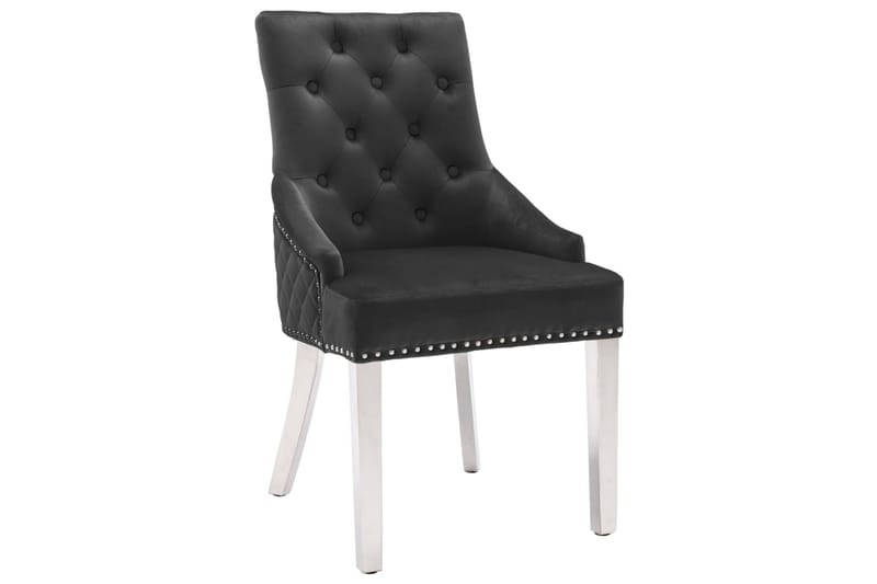 spisebordsstole 4 stk. fløjl sort - Sort - Spisebordsstole & køkkenstole - Armstole